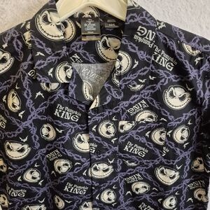 Jack Skellington Nightmare Before Christmas L Button DOWN Shirt NWT